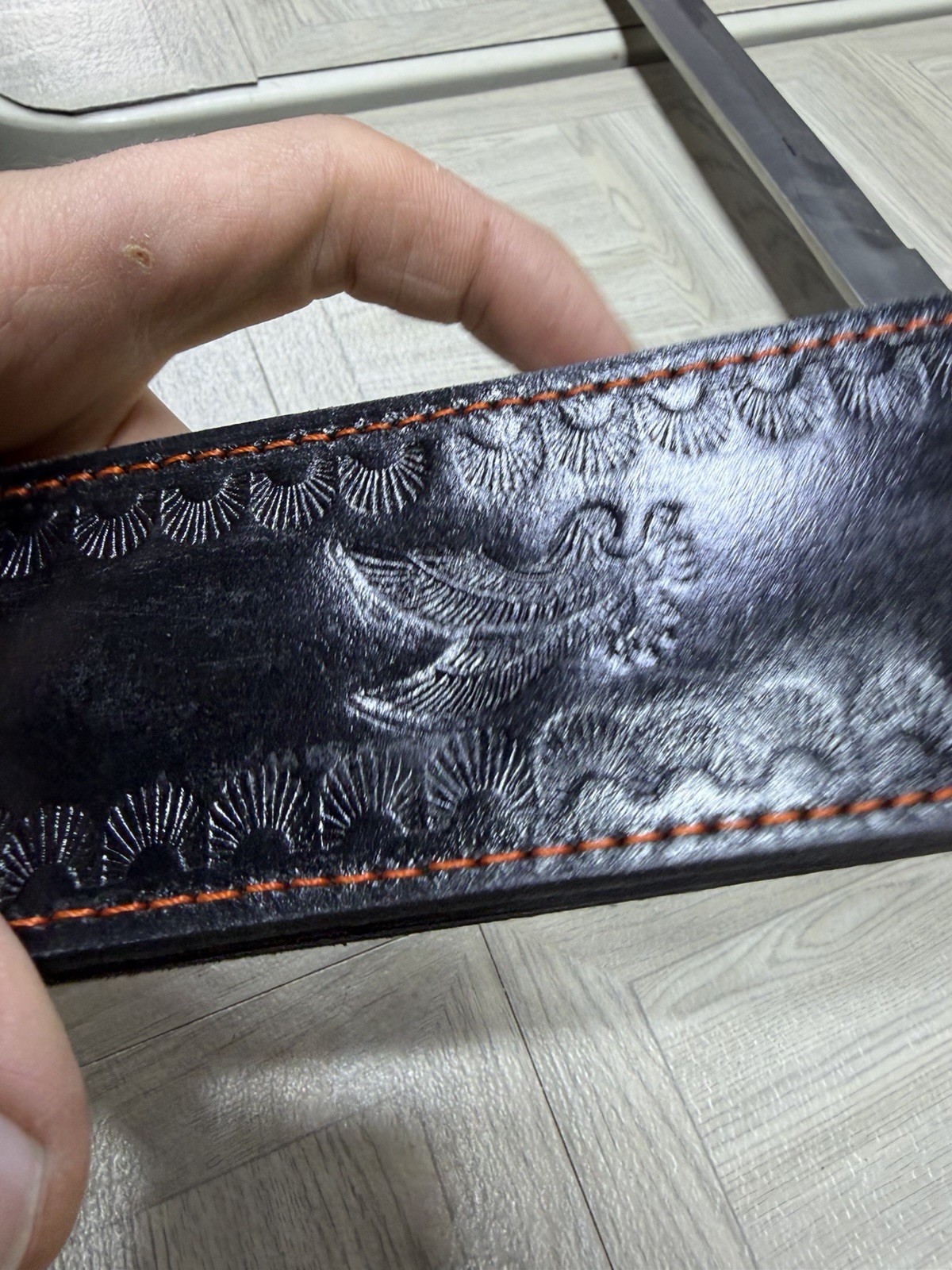 Pakistan Reproduction Battle Sword W Leather Sheath Wood Handle Metal Blade Vtg