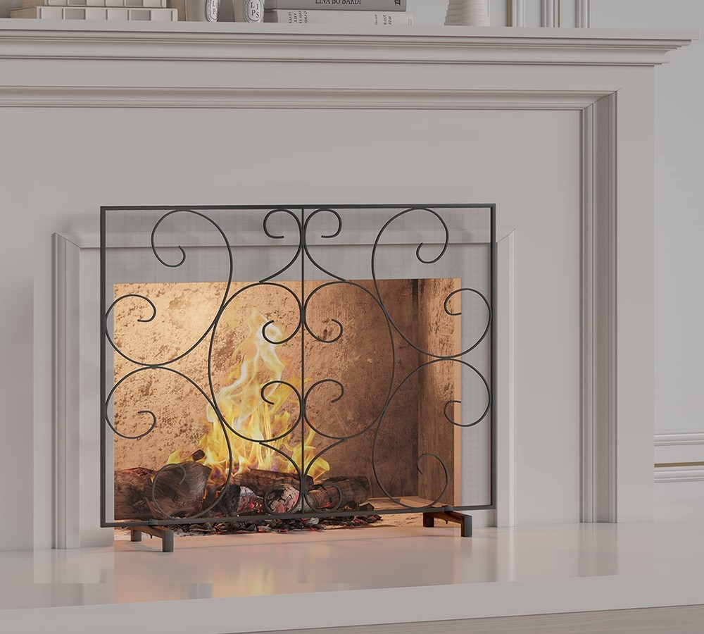 Kingson Single Panel Decorative Flat Fireplace Screen Cover Handcrafted Durab...