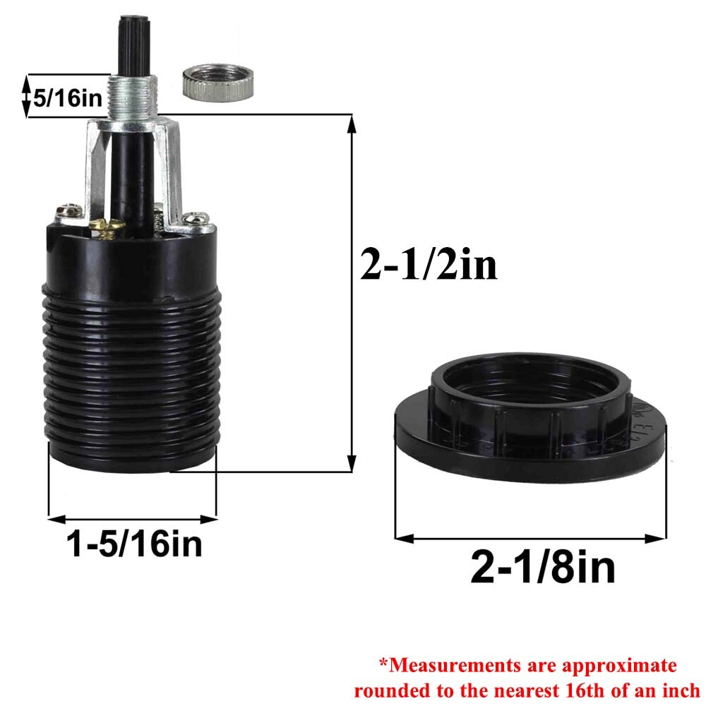 THREADED PHENOLIC BOTTOM TURN KNOB LAMP SOCKET WITH SHADE RING E26 NEW 4156JG