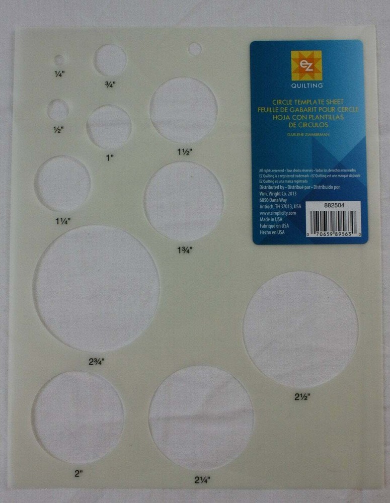 EZ Quilting Circle Template Sheet