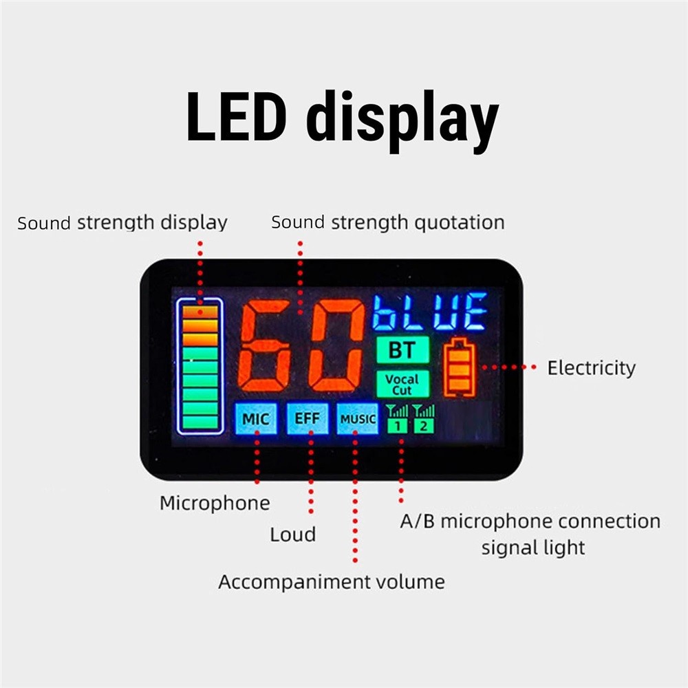 Dual Bluetooth Handheld Cordless Dynamic Microphone with Rechargeable Receiver