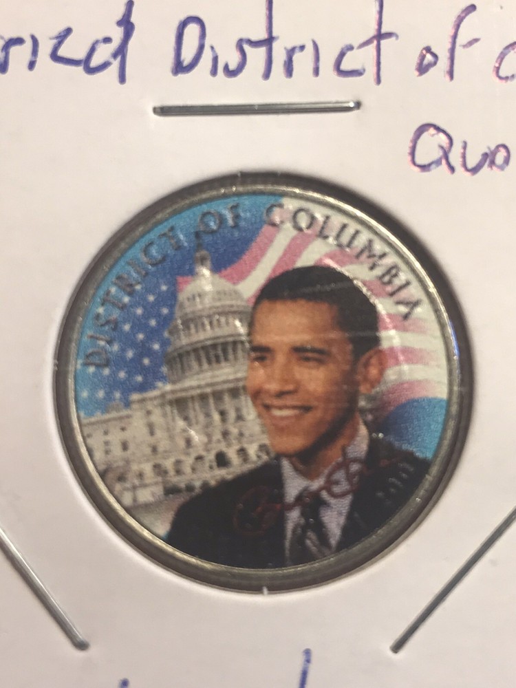 Two Colored Quarters With Barack Obama