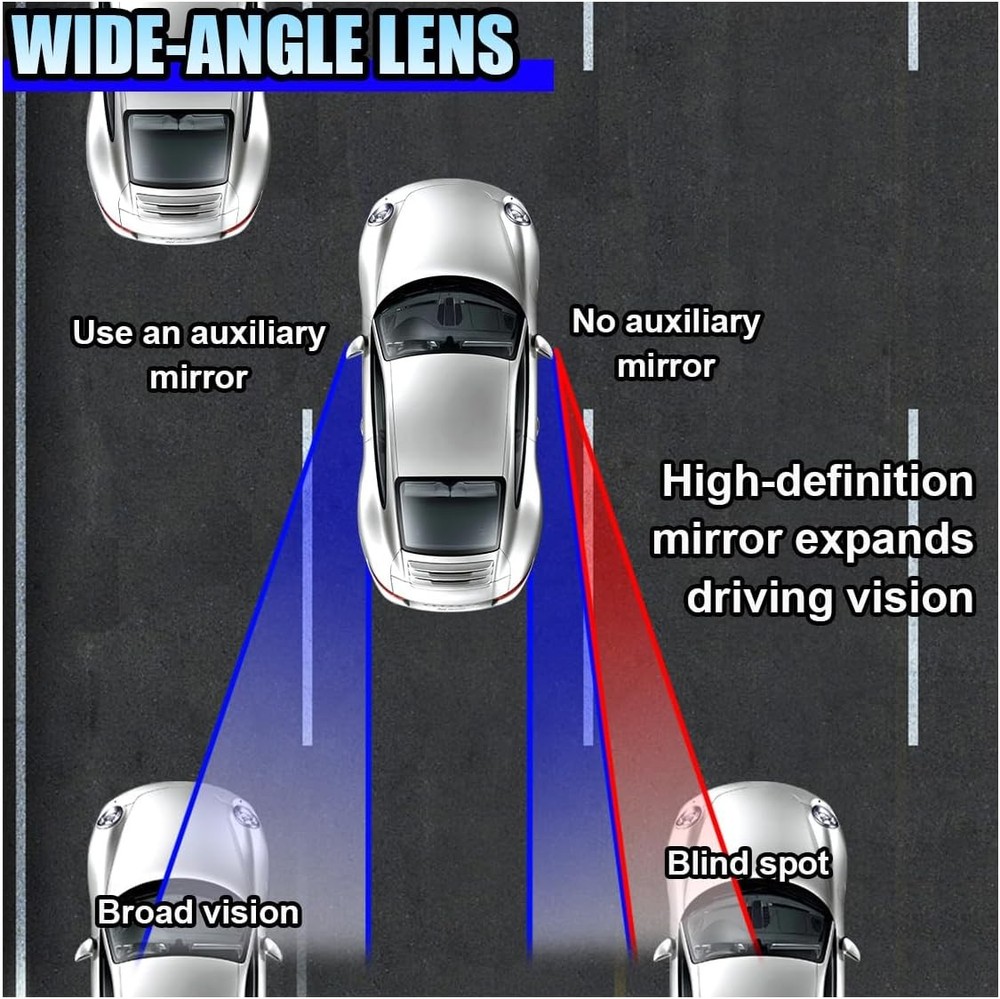 2PCS Rectangle Blind Spot Mirror for Car, Adjustable Wide Angle Mirror Framed