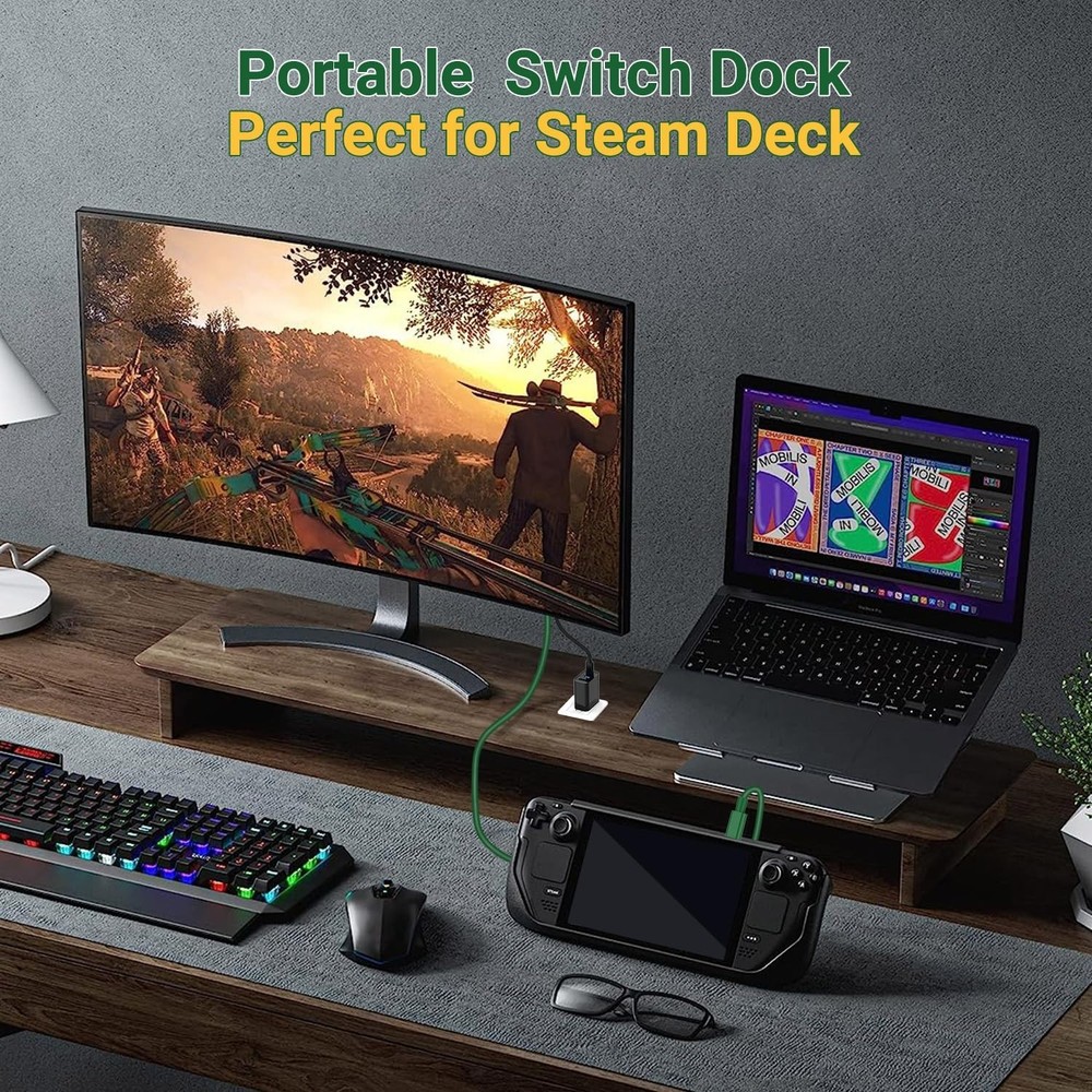 Versatile 6FT USB-C to HDMI Switch Dock for Nintendo & iPhones - 100W Power