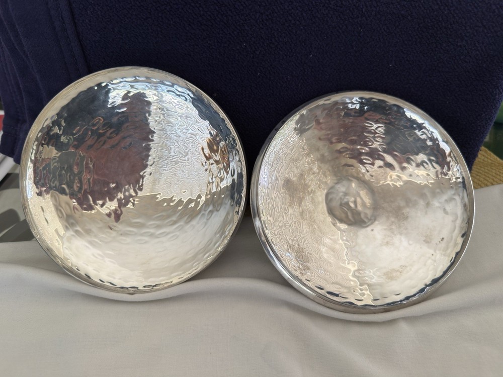 Italian Designer BATTUTO A MANO Handhammered Silverplated Plated Candy Nut Dish