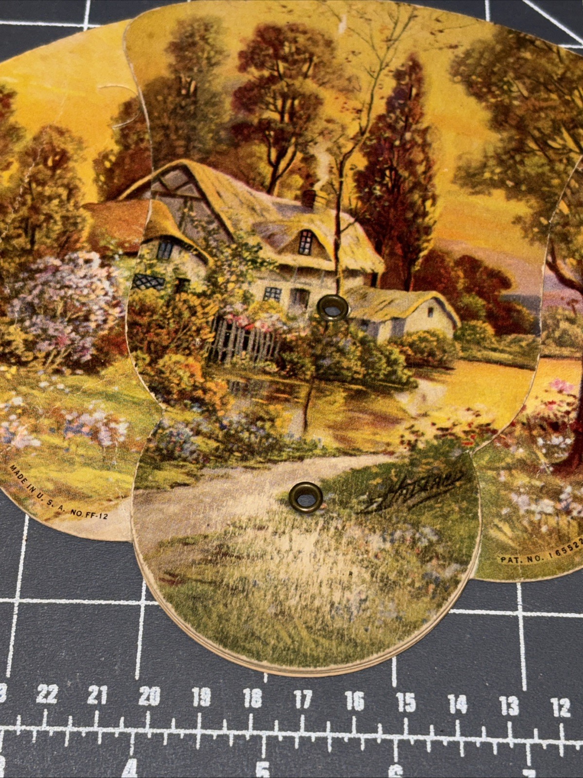 Vintage Lot Of 3 Advertising Cardboard Handheld Fans