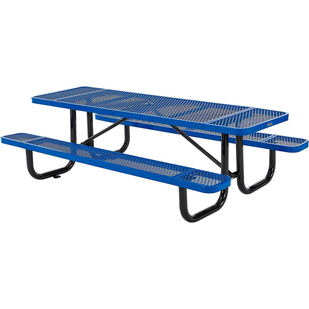 Global Industrial 8'L Rectangular Picnic Table Expanded Metal Blue
