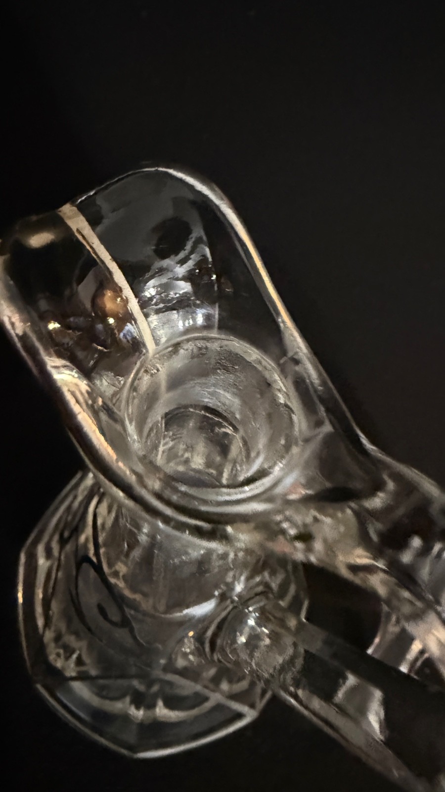 Antique Art Nouveau Sterling Overlay Glass Cruet Bottle w Stopper 6.5"