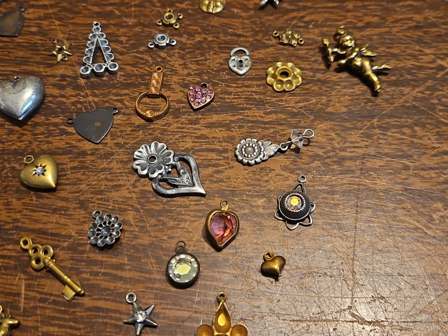 Lot Of 50 Mixed Parts Pcs France Vintage 60s Brass Stampings Findings Jewelry 24