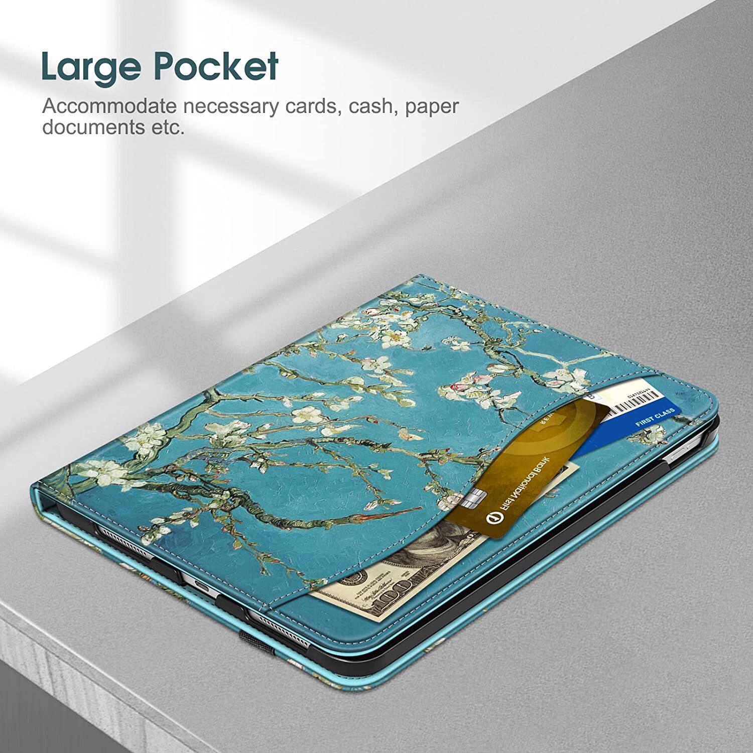 For iPad 10th Gen 10.9 inch (2022) Case Multi-Angle Viewing Stand Cover w Pocket