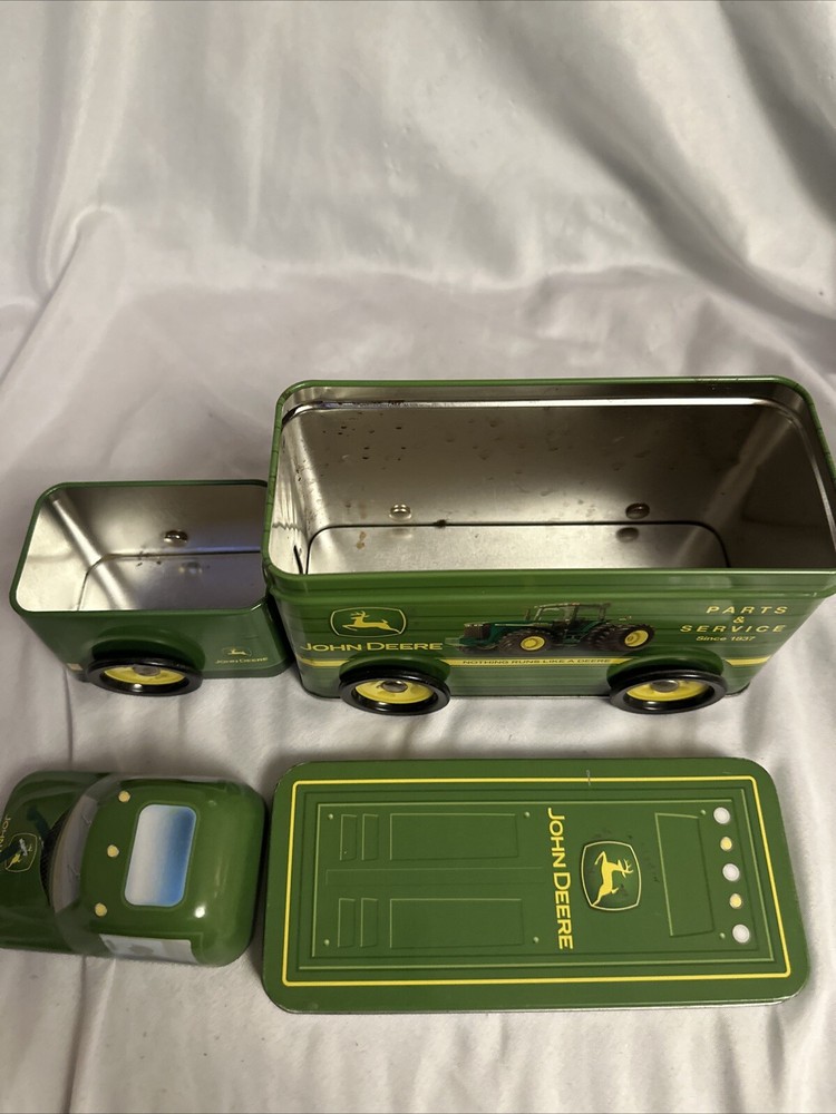 John Deere Tin Box Truck Shaped Container GREAT GRAPHICS