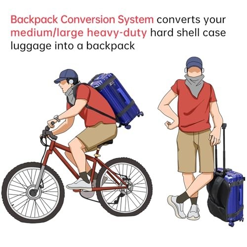 Heavy Duty Backpack Conversion Straps for Hard Shell Suitcase Luggage - Adjustab
