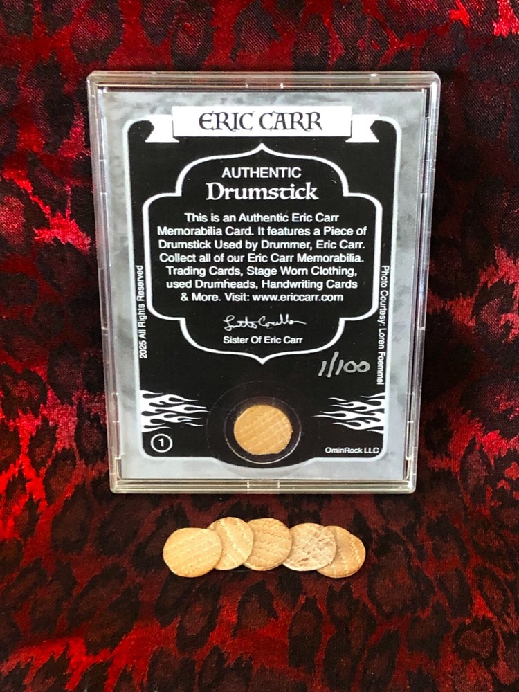 KISS - ERIC CARR Official Played Drumstick Trading Card - New for 2025 w/case!!