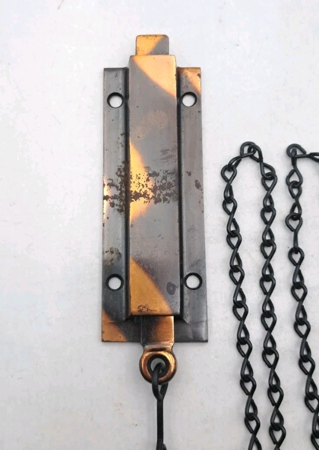 Antique Spring Loaded Latch Chain Pull Japanned Surface Mount Door Hardware