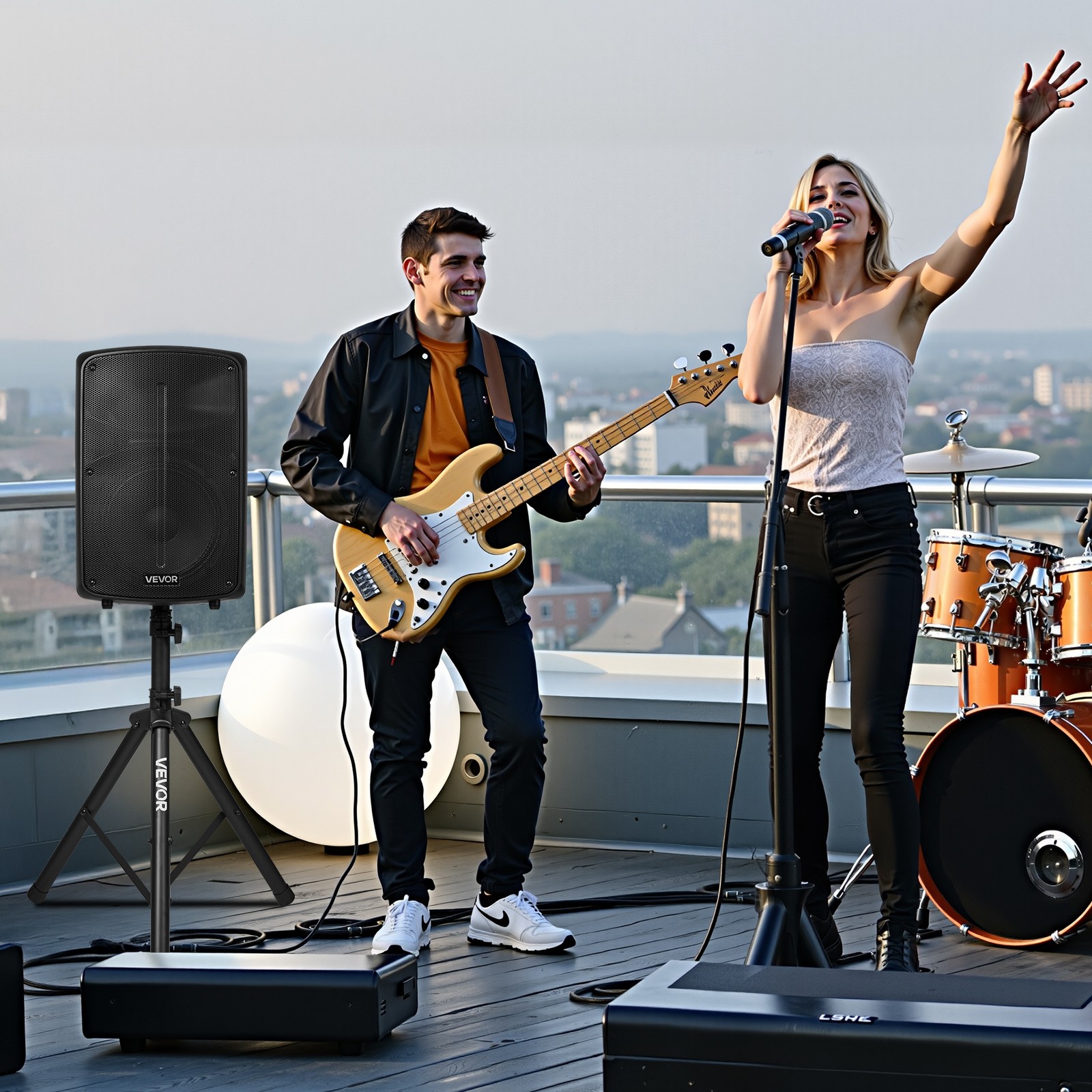 VEVOR 2 X 10in Speakers PA System 800W Mixer Wireless Bluetooth Mic for DJ Party