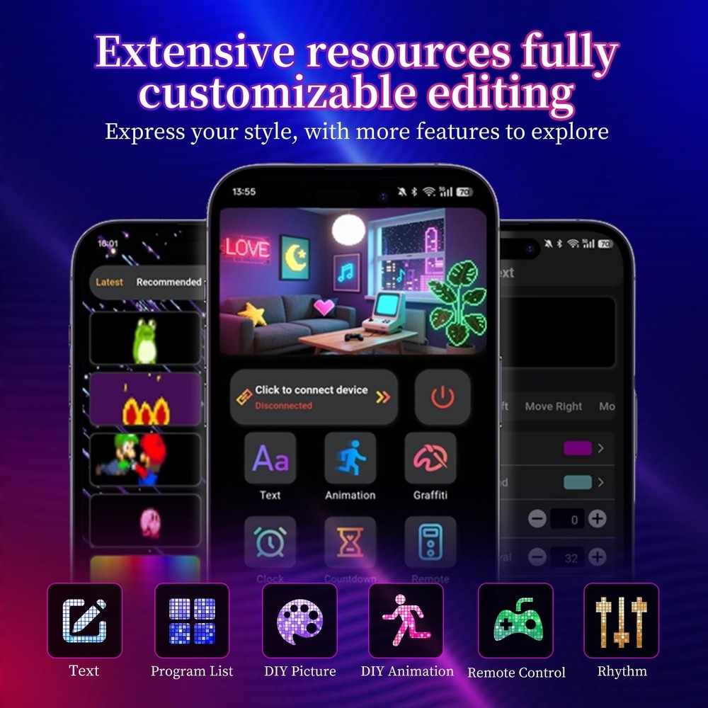 Devil Eyes Light 2PC for Windshield-23.42x4.72IN LETOUR Programmable LED Eyes...