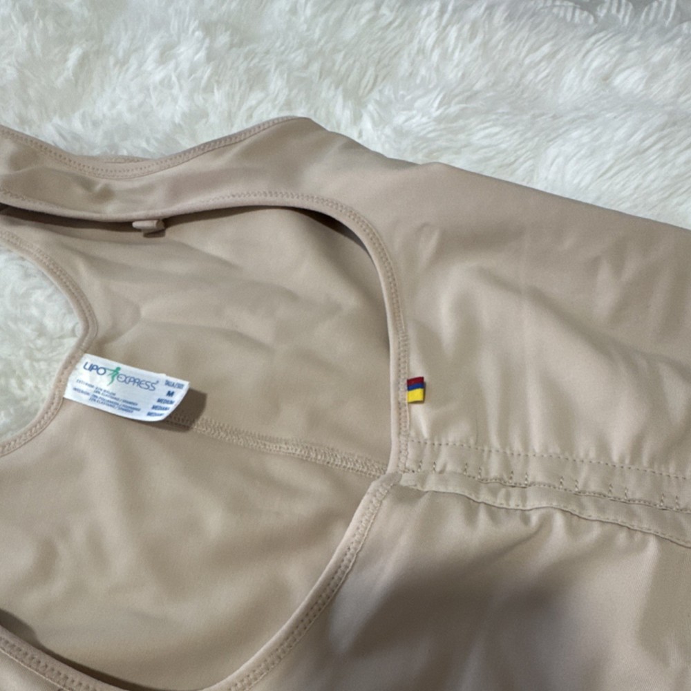Lipo Express Beige Compression Bodysuit Front Colombia Close Nylon Elastane
