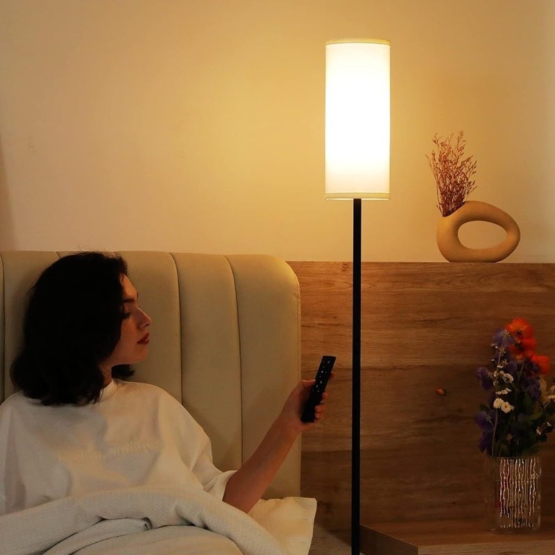 Dimmable Floor Lamp Remote Control Adjustable Brightness Color Temperature Timer