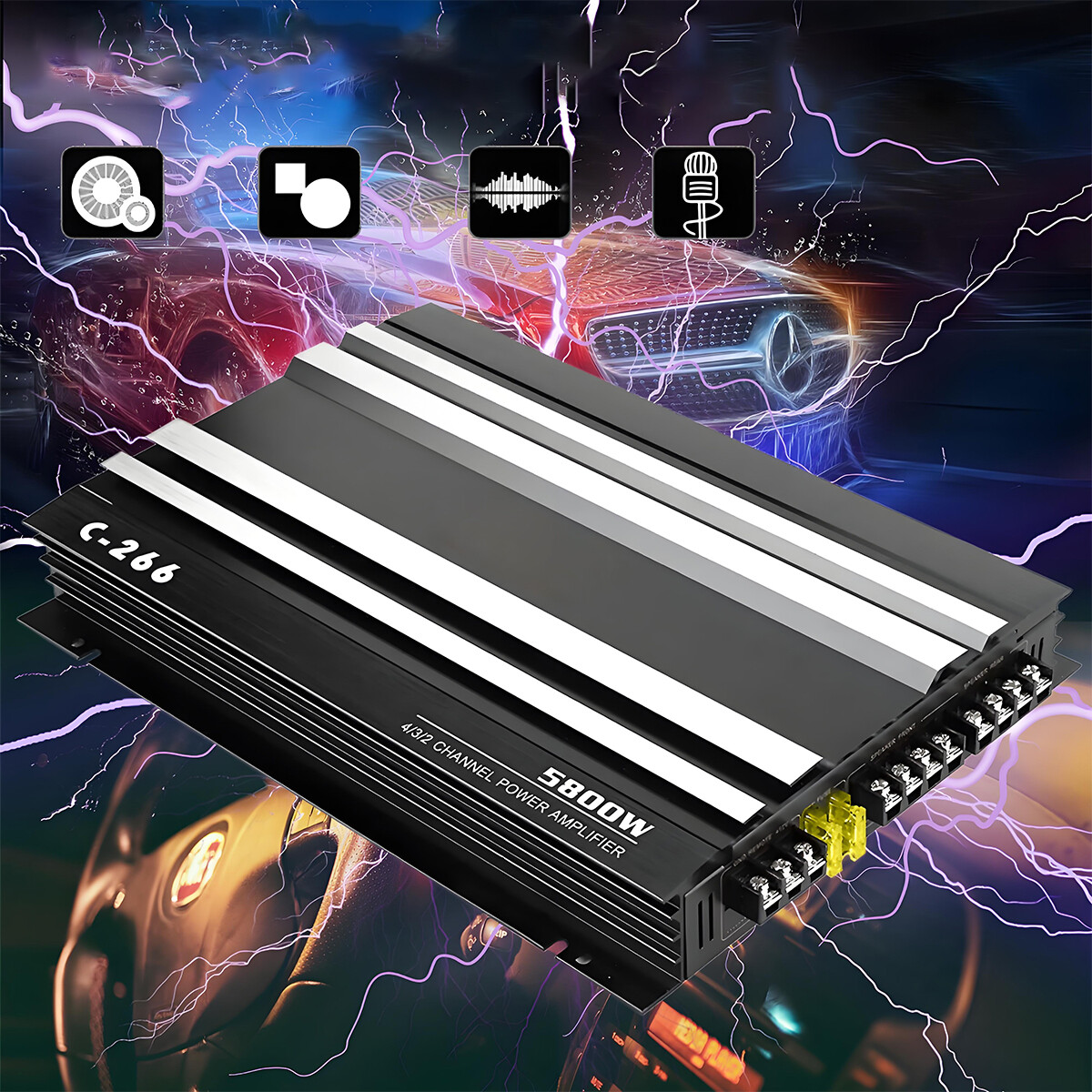 5800W Peak 4-Channel Car & Truck Stereo Audio Amplifier Power Amp System