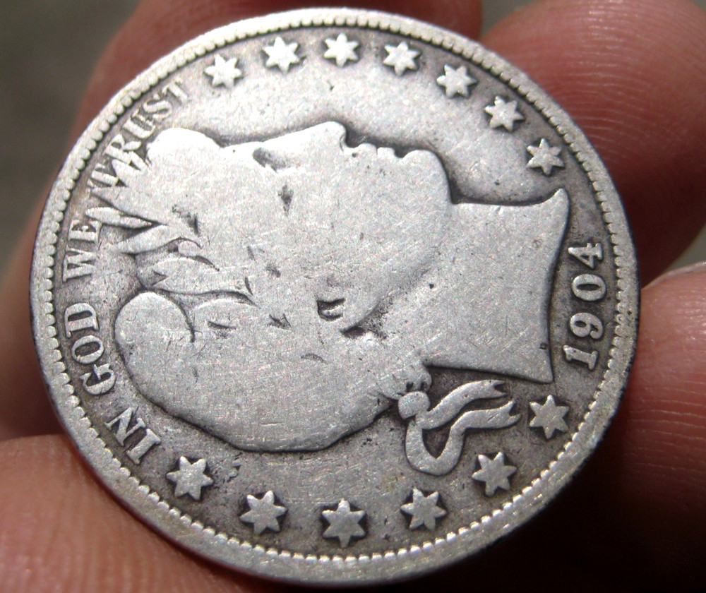 Nice ~ 1904-O BARBER Silver HALF DOLLAR ~ VG