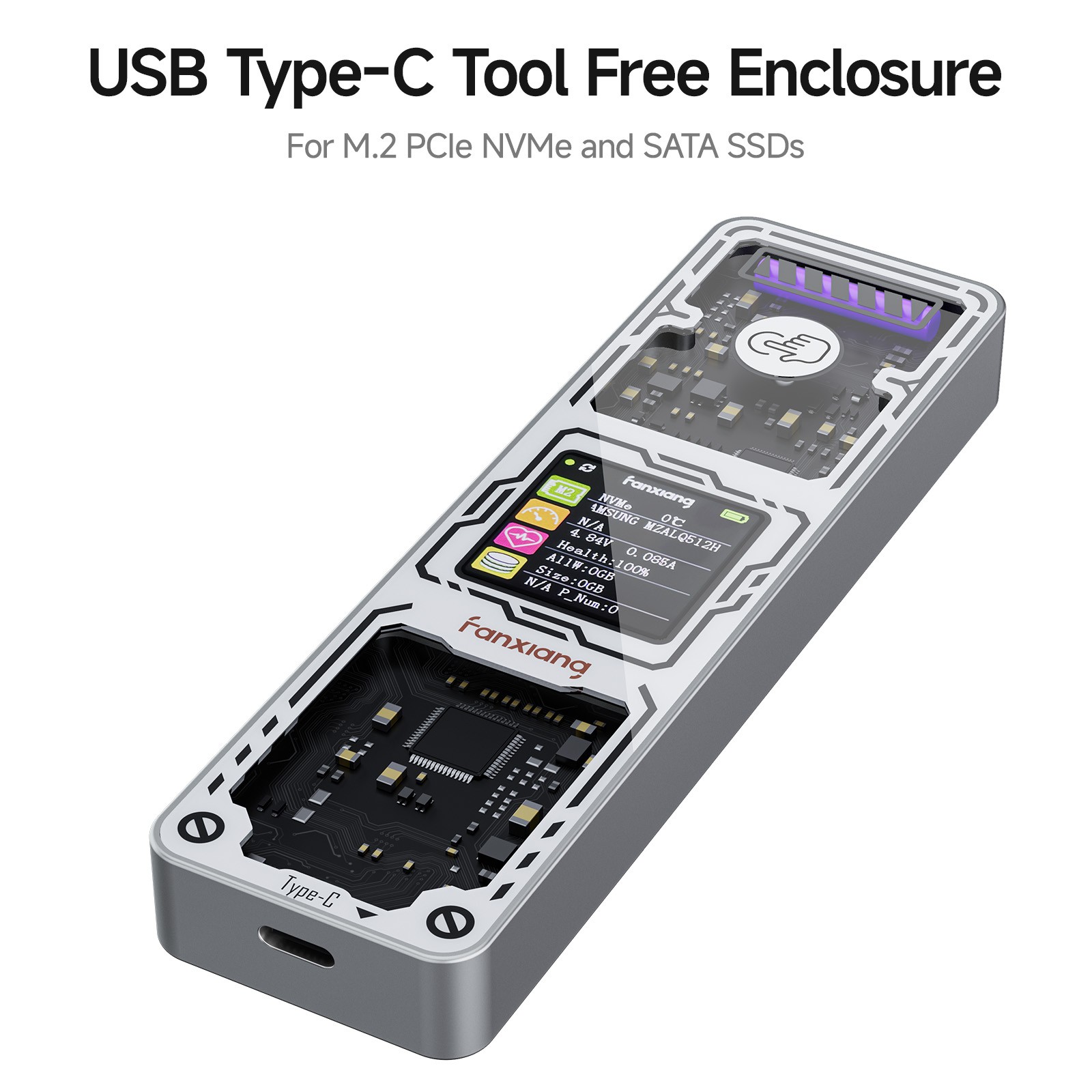 Fanxiang M.2 NVMe External SSD Enclosure USB3.2 10Gbps For 2230/2242/2260/2280