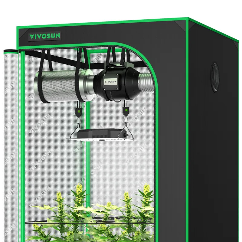 VIVOSUN Complete Grow Tent Kit w/ LED grow light 100w 200w 400w,W/Inline Fan Kit