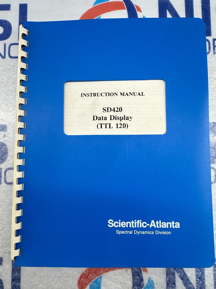 SCIENTIC ATLANTA SD420 DATA DISPLAY INSTRUCTION MANUAL
