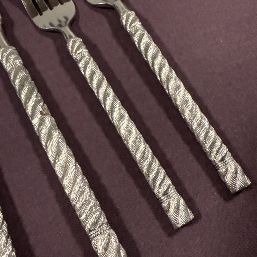18 Pc Orleans Silver Stainless Flatware Braided Rope Pattern MCM Replacement