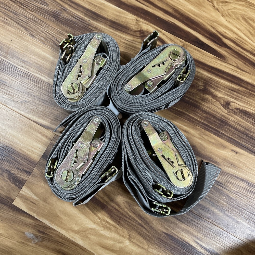 US Cargo Control USCC E Track Ratchet Strap w Spring E Fitting 2" x 16' Gray (4)