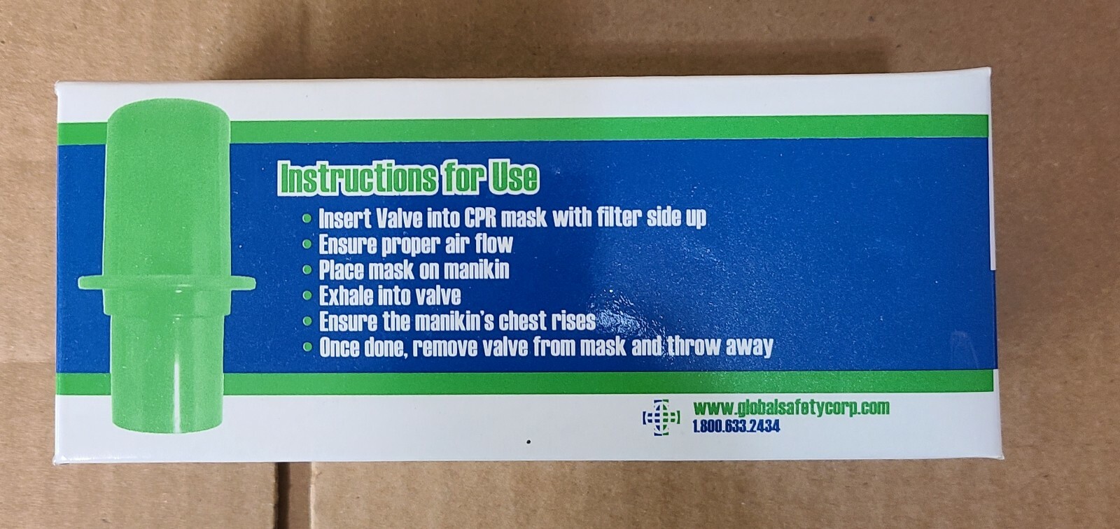 Global Safety Box of 10 CPR Training Valve. For Manikin CPR Mask. Part # CPR-TV