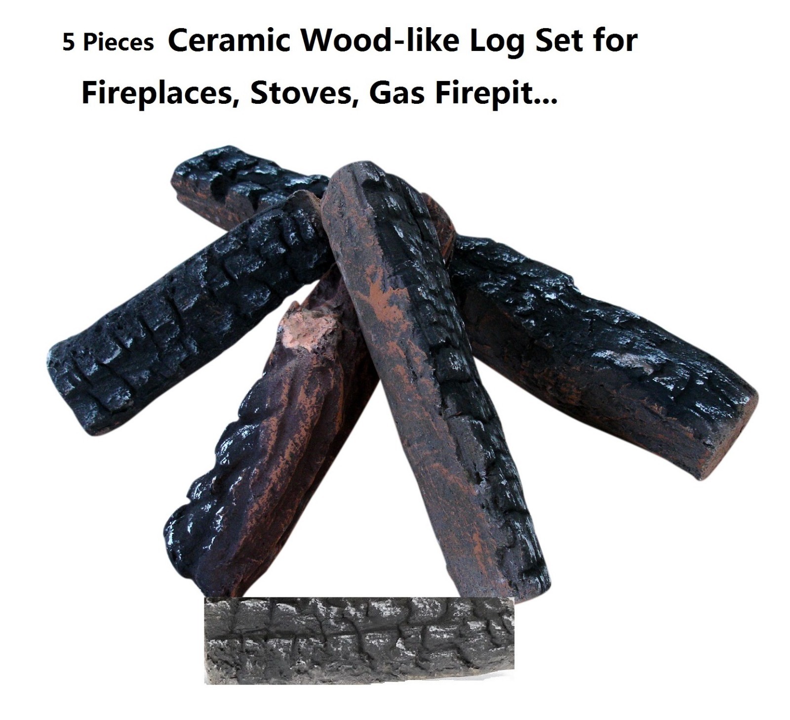 4 5 8 9 10 Pcs Ceramic decorative Log for Gas Fireplace, stoves, firepit