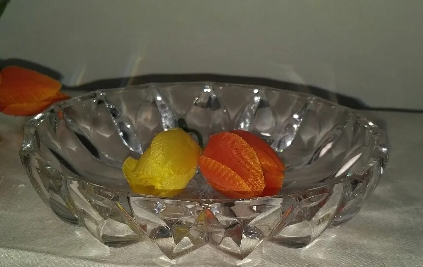 Vintage Lead Crystal - Round Candy/Nut Dish - Pleated Pattern