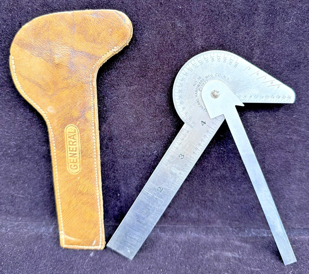 Vintage General SS No. 16 Multi-Use Ruler In Sleeve