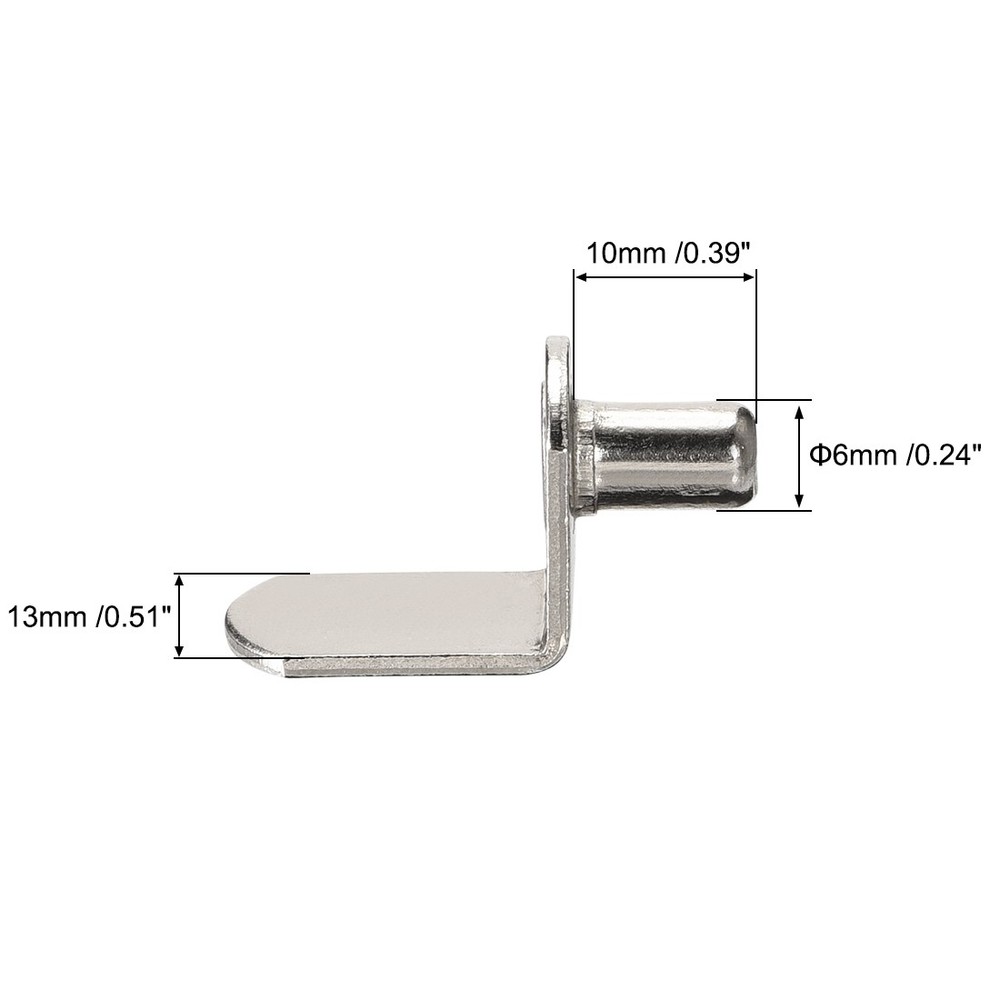 Shelf support pin, 6mm L-shaped support, wardrobe bracket 40pcs
