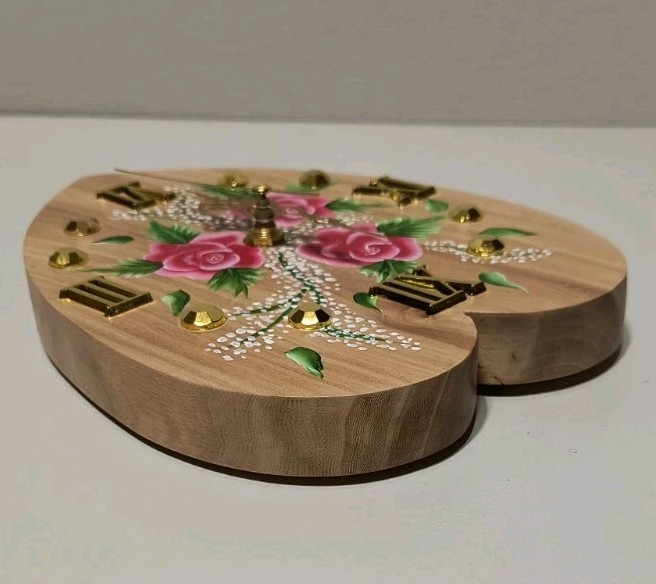 Heart-Shaped Clock Adorned with Roses
