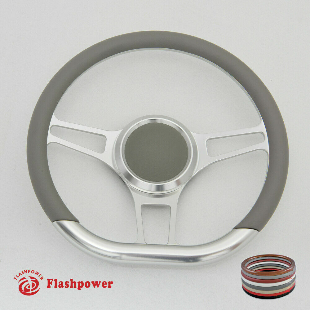 14" D Type Billet Steering Wheel Red Half Wrap Chevy Ididit FlamingRiver