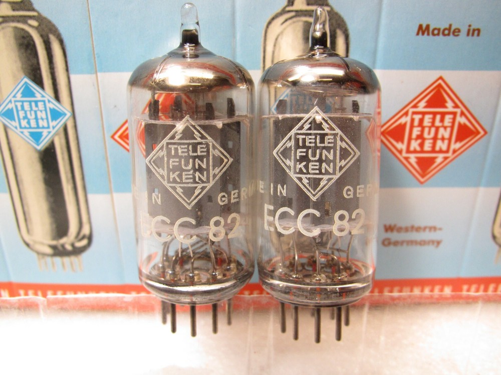 ECC82 TELEFUNKEN SMOOTH PLATES PLATINUM MATCHED PAIR,NATO specs   TV7 tested  #2