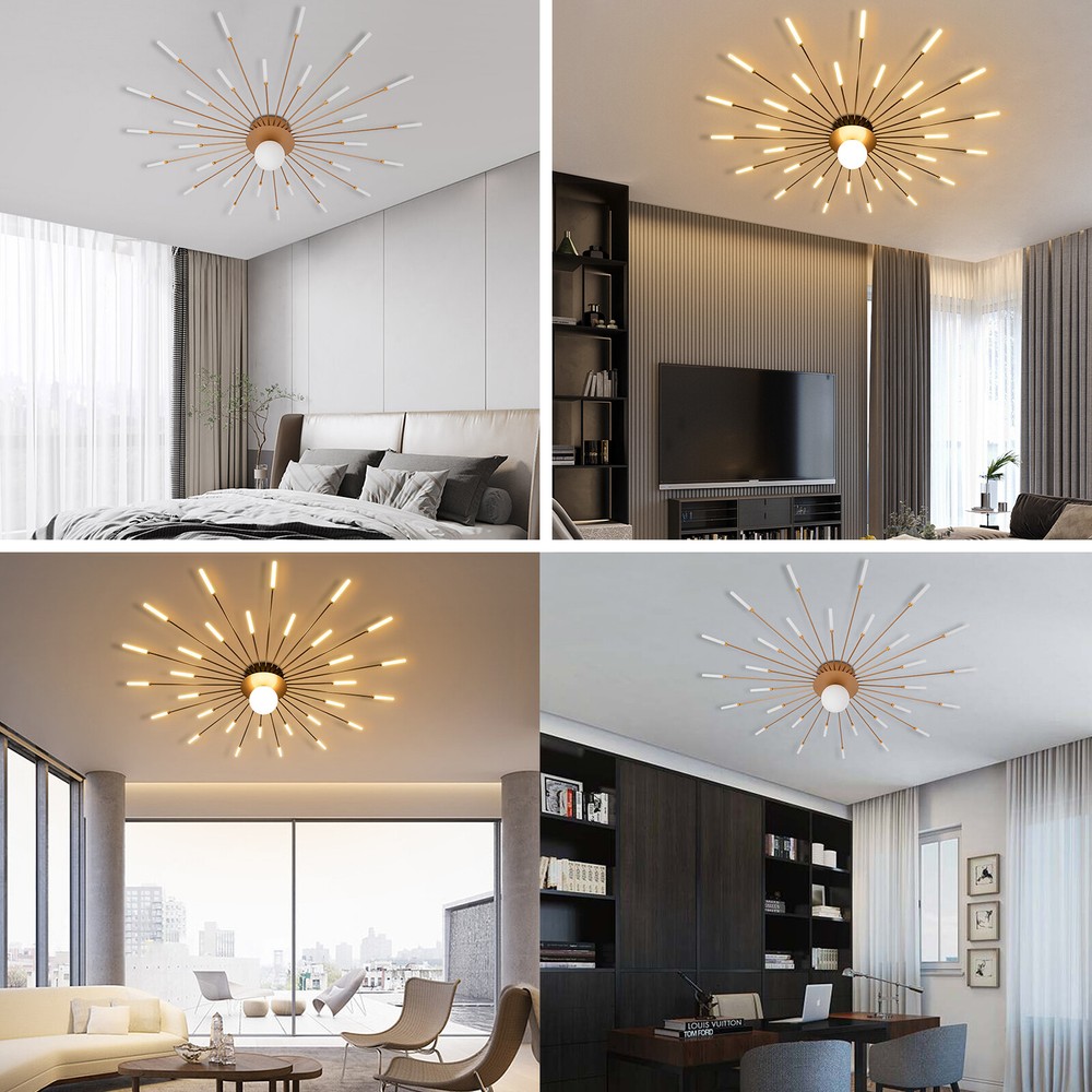 12W Firework Shape Ceiling Light Ceiling Lamp Ceiling Fixtures Luxurious Golden