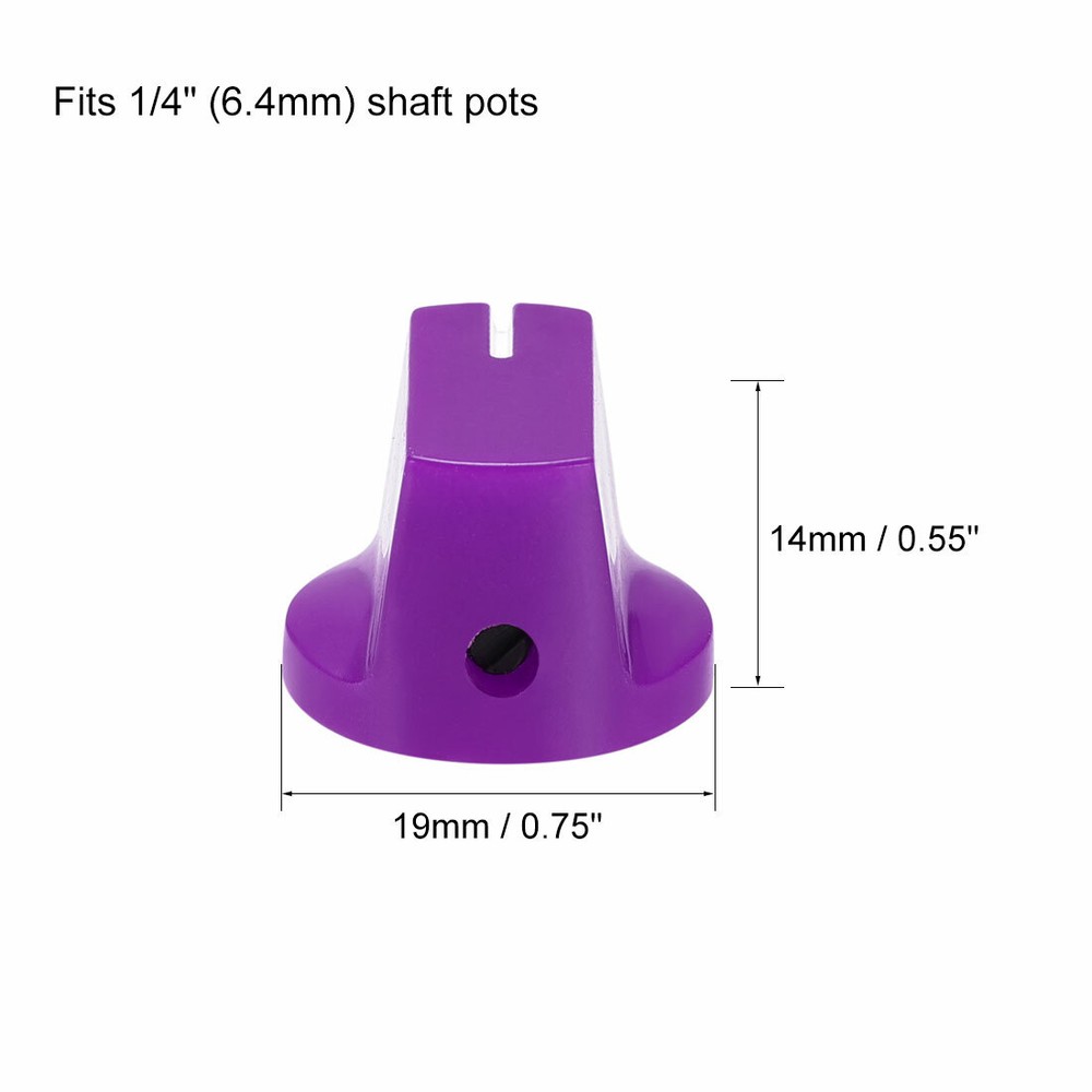 10Pcs 6.4mm Shaft Hole Pedal Knobs Pointer Control Knobs with Set Screw Purple