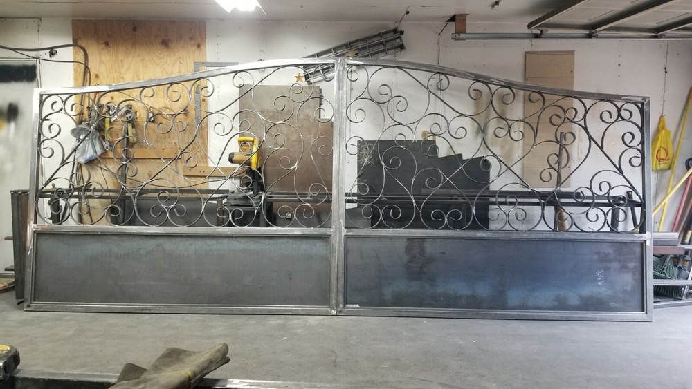 wrought iron driveway entry gate