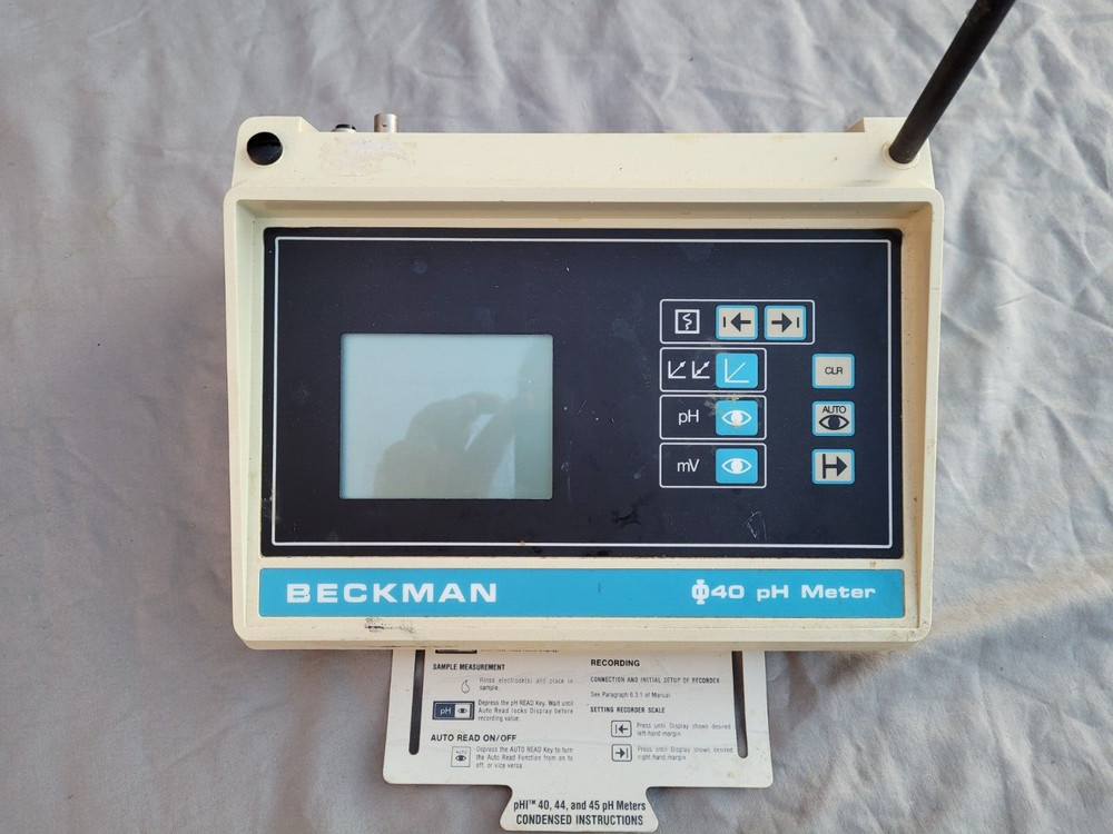 Beckman PHI 40 PH Meter Electrode Temperature Probe Tested Working w/ Card