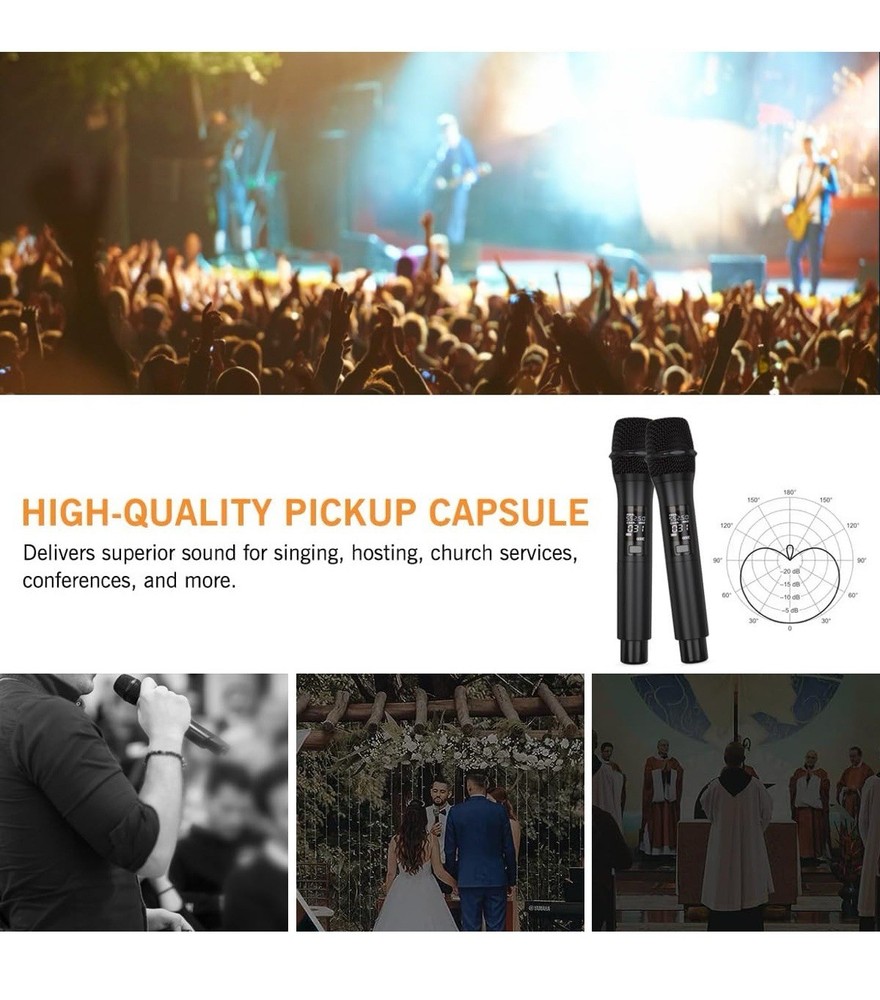 HIBERR UHF Wireless Microphone System 2 Channel YU-E20H - 2 Mics - NIB