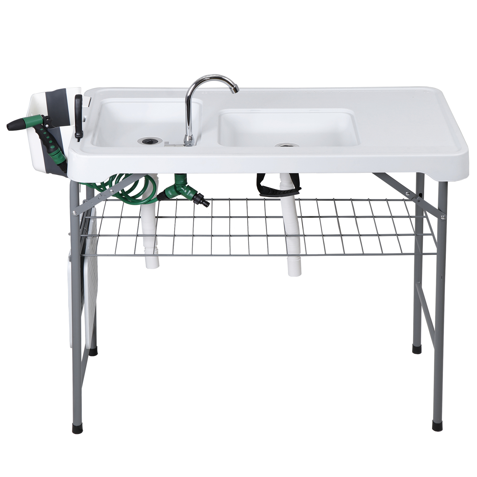 Fish Cleaning Table with Sink 42.6" Width Portable Folding Camping Table Patio