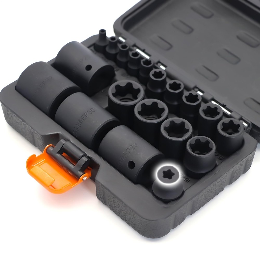 19pc External Torx Plus Socket Set EP4-EP32 1/4 3/8 1/2 Drive Auto Tool Kit