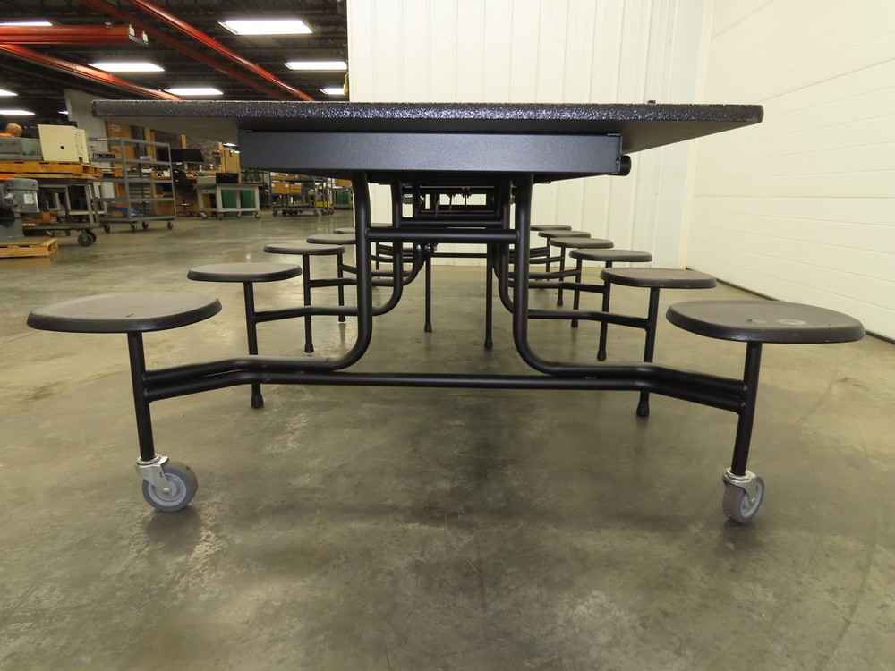 Uline H-9855MAP Mobile Cafeteria Table 12' L 30" W Rectangular 12 Stool Lunch