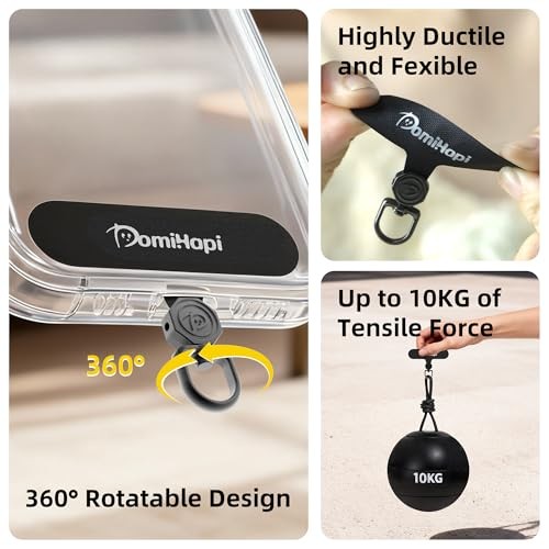 Phone Tether Tab, 4-Pack 360° Rotatable Secure Anti-Drop Lanyard Classic Black
