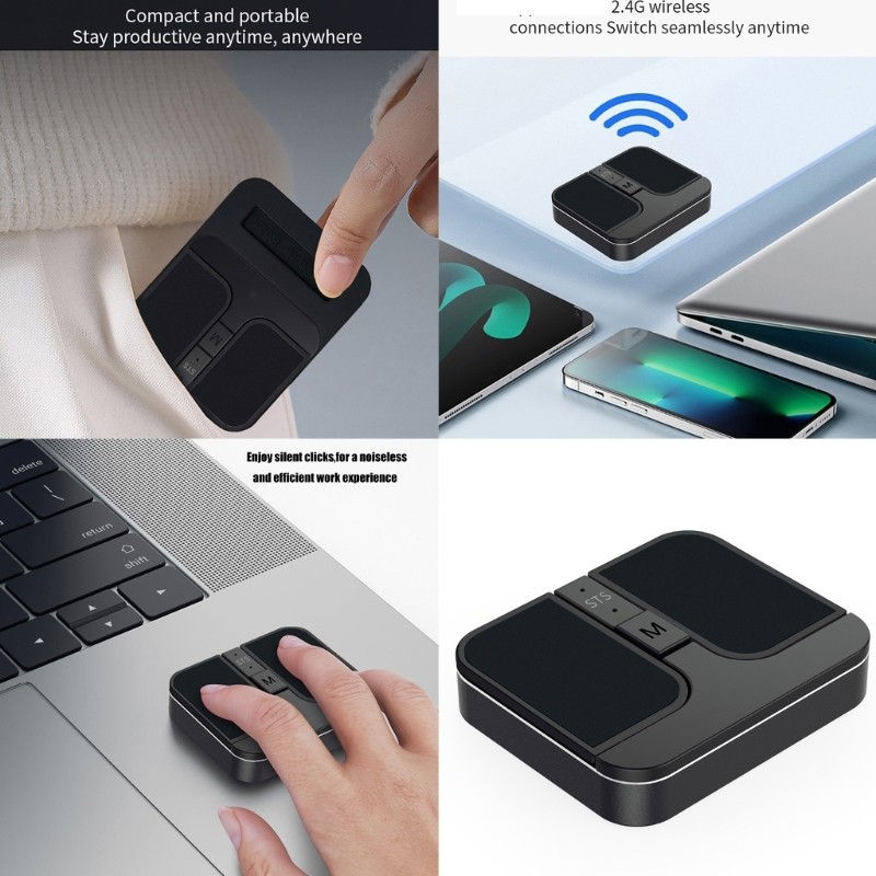 Square Mouse Rechargeable Type C Two Bluetooth-compatible Mode Programmable