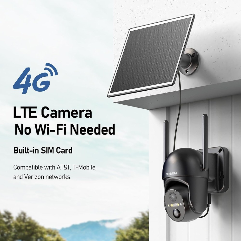 360° View Solar Security Camera - Cellular Connectivity & Water-Resistant Design