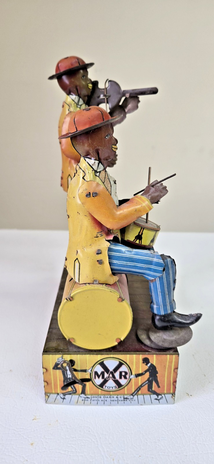 ANTIQUE WIND-UP MARX LITHOGRAPH TIN TOY "SPIC and SPAN" BAND - WORKING