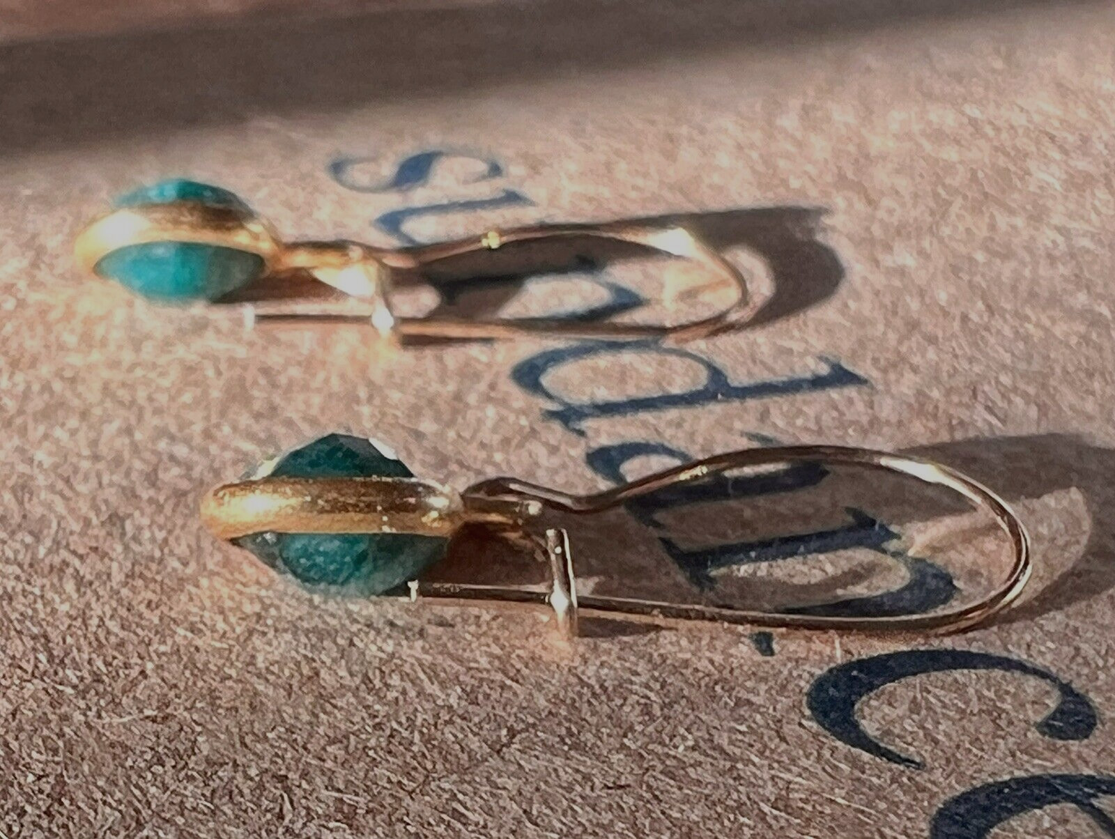 NEW $88 Sundance 3/4" Green EMERALD 14kt Gold GF MAY Birthstone Gem Earrings